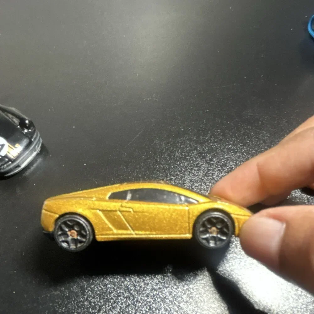 5-Piece Diecast Toy Car Lot - Blue Yellow Black Gold Silver Vehicles